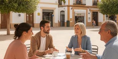 Encuentro de emprendimiento con pequeños negocios en una plaza de Palma del Río