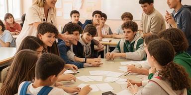 Jóvenes participando en un taller de ahorro y presupuesto en un centro educativo andaluz